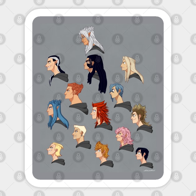 Organization XIII Side Profiles Sticker by VenaCoeurva